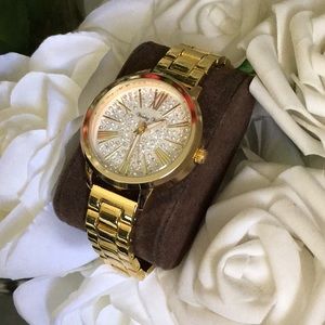 Rhinestone gold watch